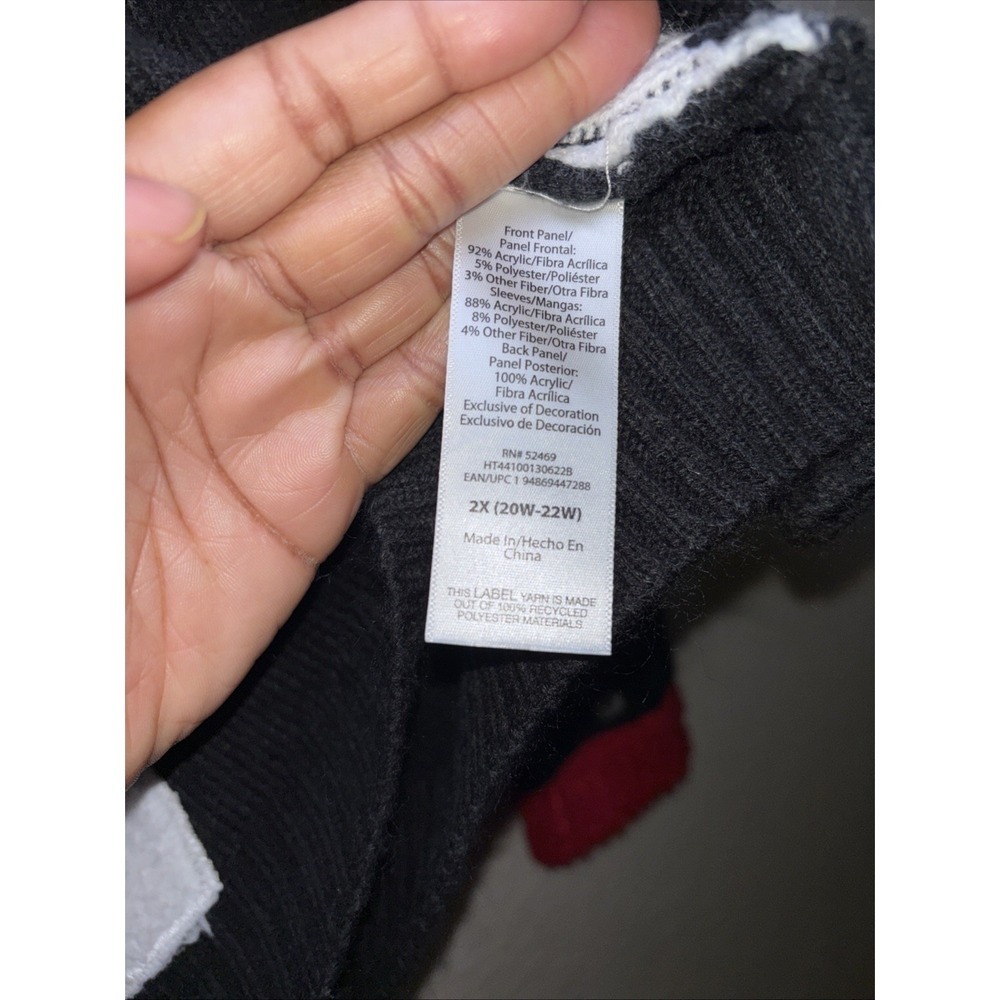 Holiday Time "Happy Llama Days" Black Christmas sweater Size  2X 20W-22W - Picture 9 of 10